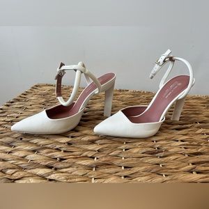White Stiletto ankle wrap heels